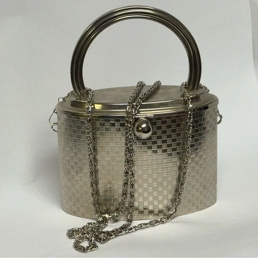 Sasha New York silver tone‎ metal Evening Bag EUC
